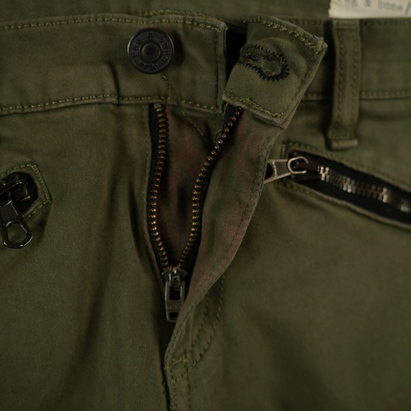 Rag & Bone Lariat Cargo Pants Women 31 Army Green Multi-Zip Skinny Biker Moto - Picture 12 of 12